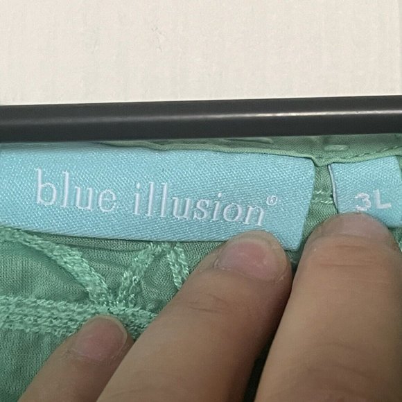 Blue Illusion green cotton tea dress - size 3X - Picture 3 of 6
